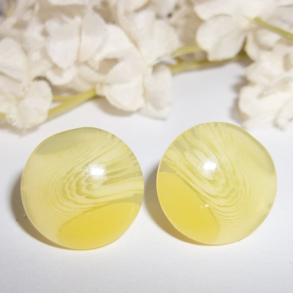 Cute Vintage Yellow Earrings Circle Stud Post 4205